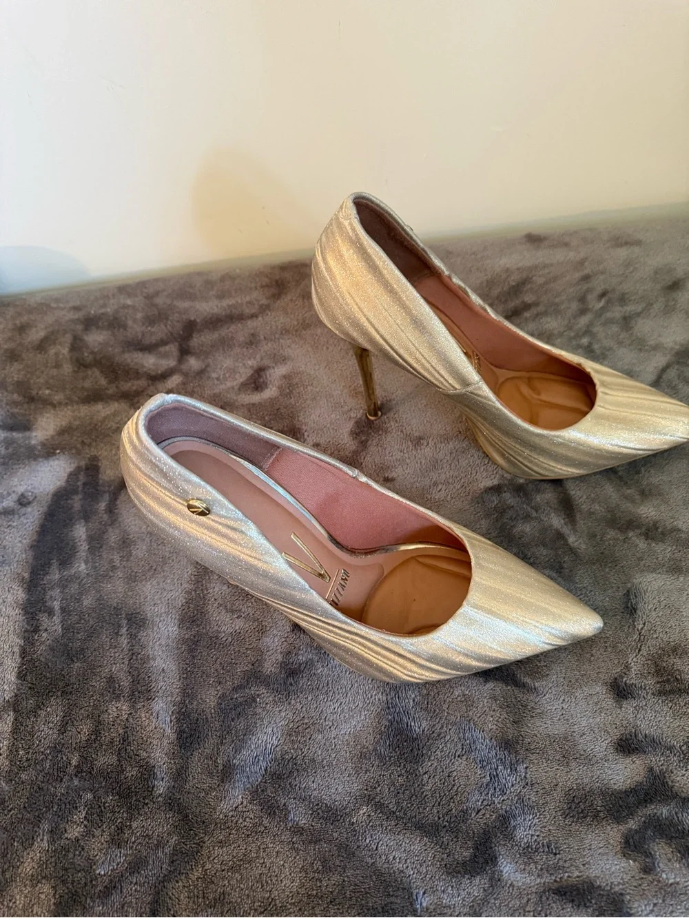 Vizzano Silver Metallic Pointed Stiletto Pumps